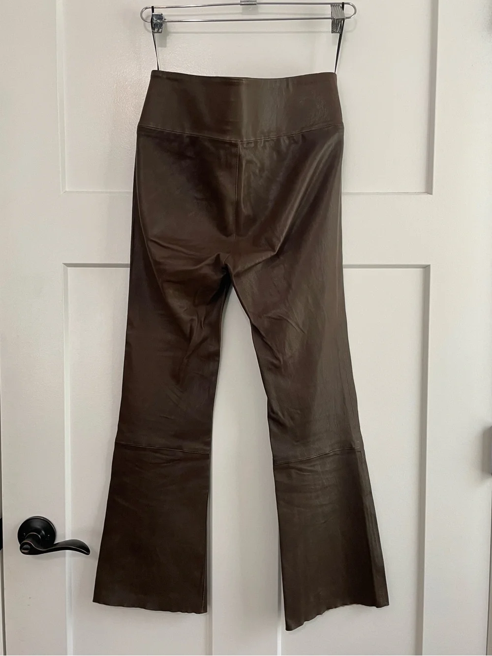 SPRWMN Ankle Crop Flare Pants 100% Lambskin Leather Pants Size 4/6 (Medium)
